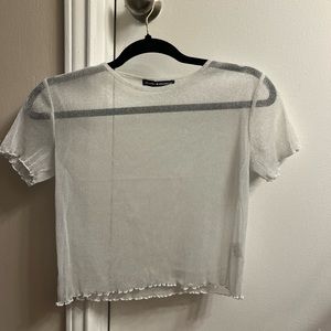 Brandy Melville sheer white/silver crop top, size small/medium, NEVER BEEN WORN!
